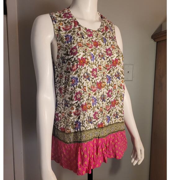 J. Jill Babydoll Tank Top Light Floral Size Large Feminine Gardencore 100% Rayon - Picture 3 of 8